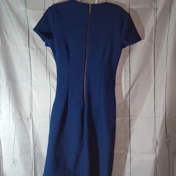 Bisou Bisou v-neck faux wrap asymmetrical blue dress - Picture 6 of 10
